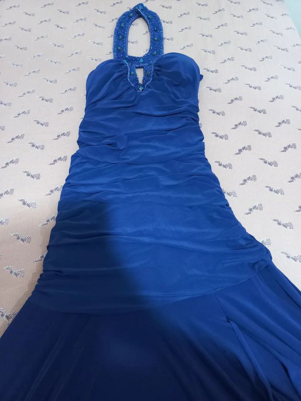 Vestido Azul Longo com Pedrarias