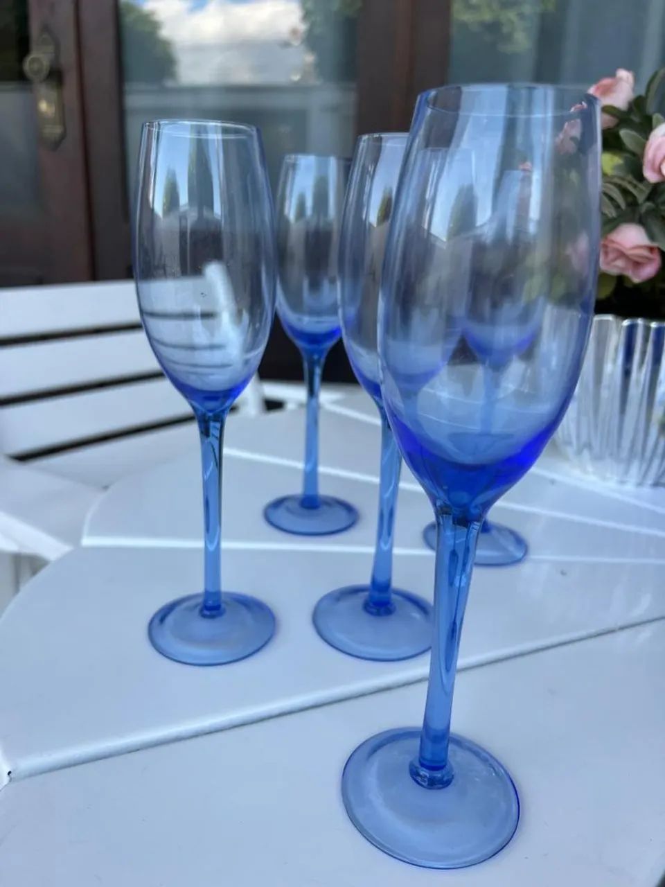 Taça Azul para Champagne - 5 peças 