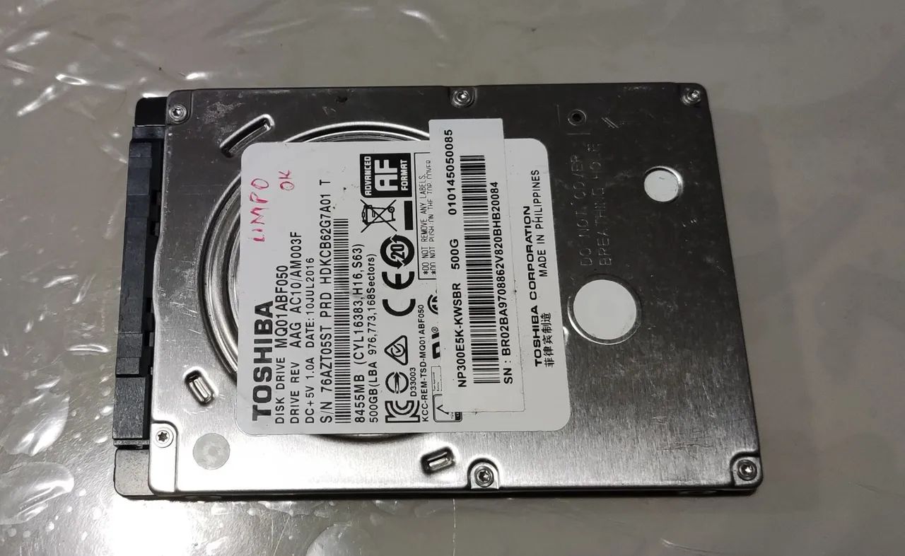 HD TOSHIBA MQ01ABF050 - 500 GB - SATA - 5400 RPM
