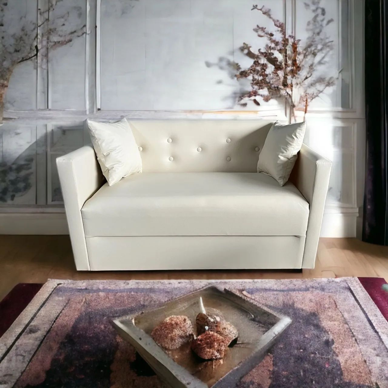 Poltrona de 2 lugares em Corino Lux estilo retrô Novos - Foto 2