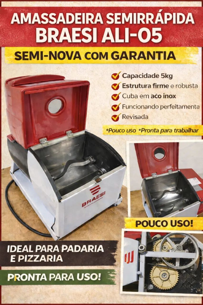 Masseira / Amassadeira Semirrápida Braesi ALI-05 - Semi Nova com Garantia