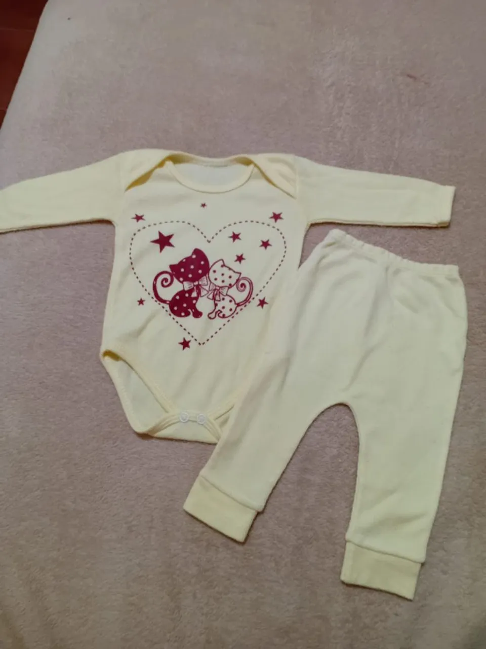 Conjunto Body e Calça Bebê - Estampa de Gatinhos