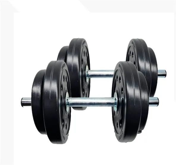 Kit 2x Barras 40cm + Presilhas + 32kg Anilhas Em Pvc