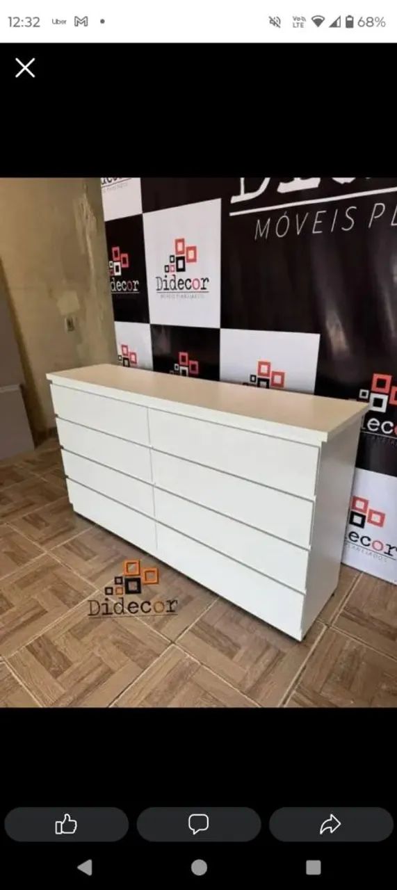 Cômoda 8 Gavetas Branca 