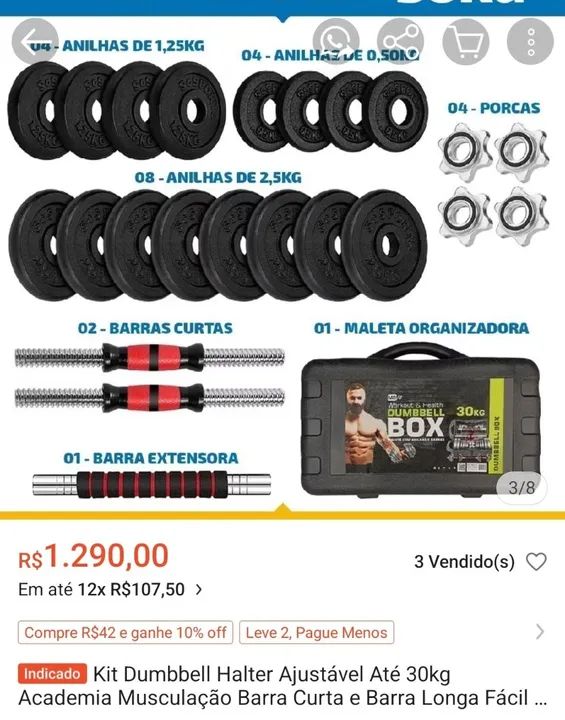 Kit musculação 30KG - Foto 4