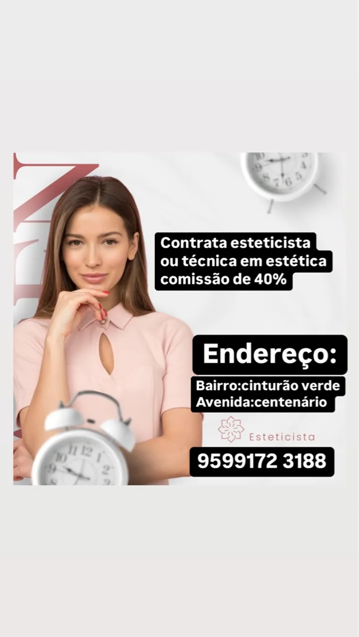 Contrata esteticista ou técnica em estética