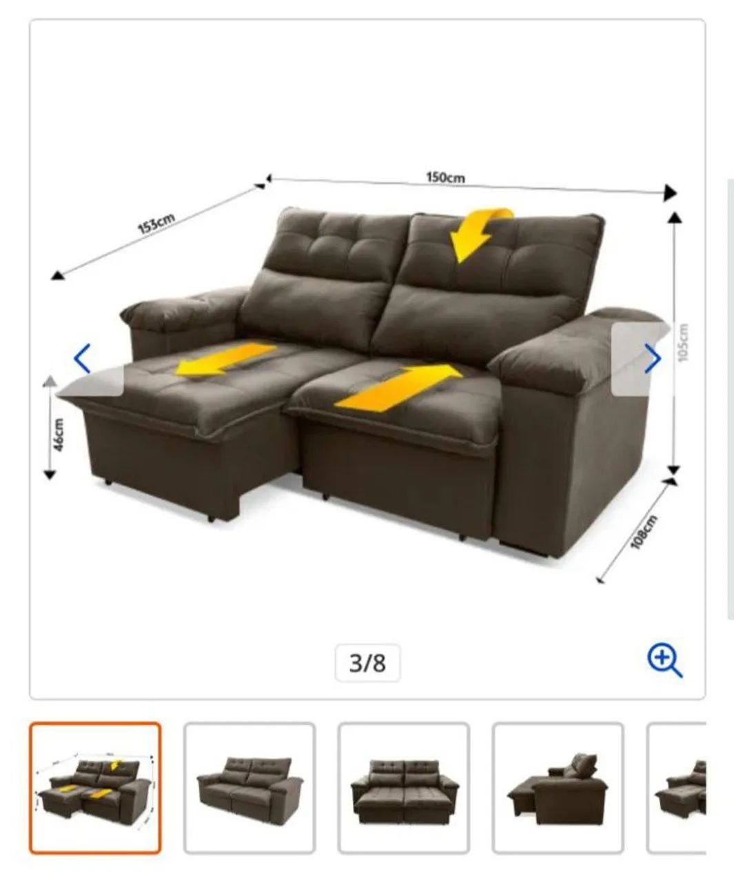 Sofá retrátil 2 lugar 64840824156161121