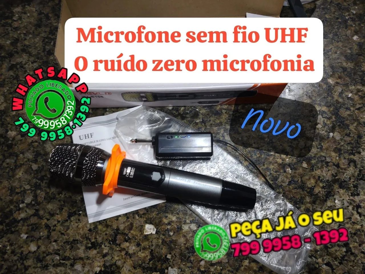 Microfone sem fio UHF HEYLI - 0 ruído 0 microfonia 