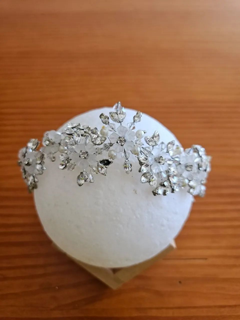  Tiara Coroa Noiva com Cristais e Flores 