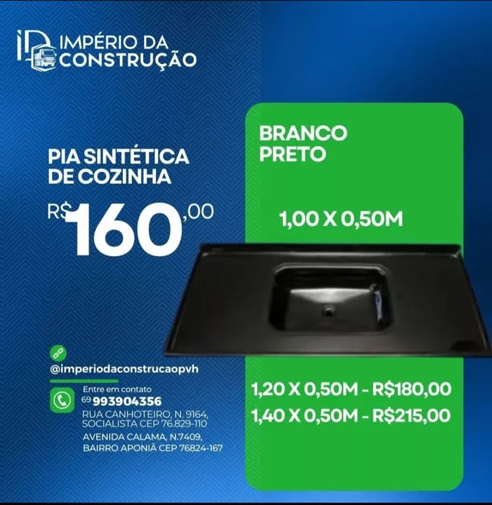 Pia sintética de cozinha