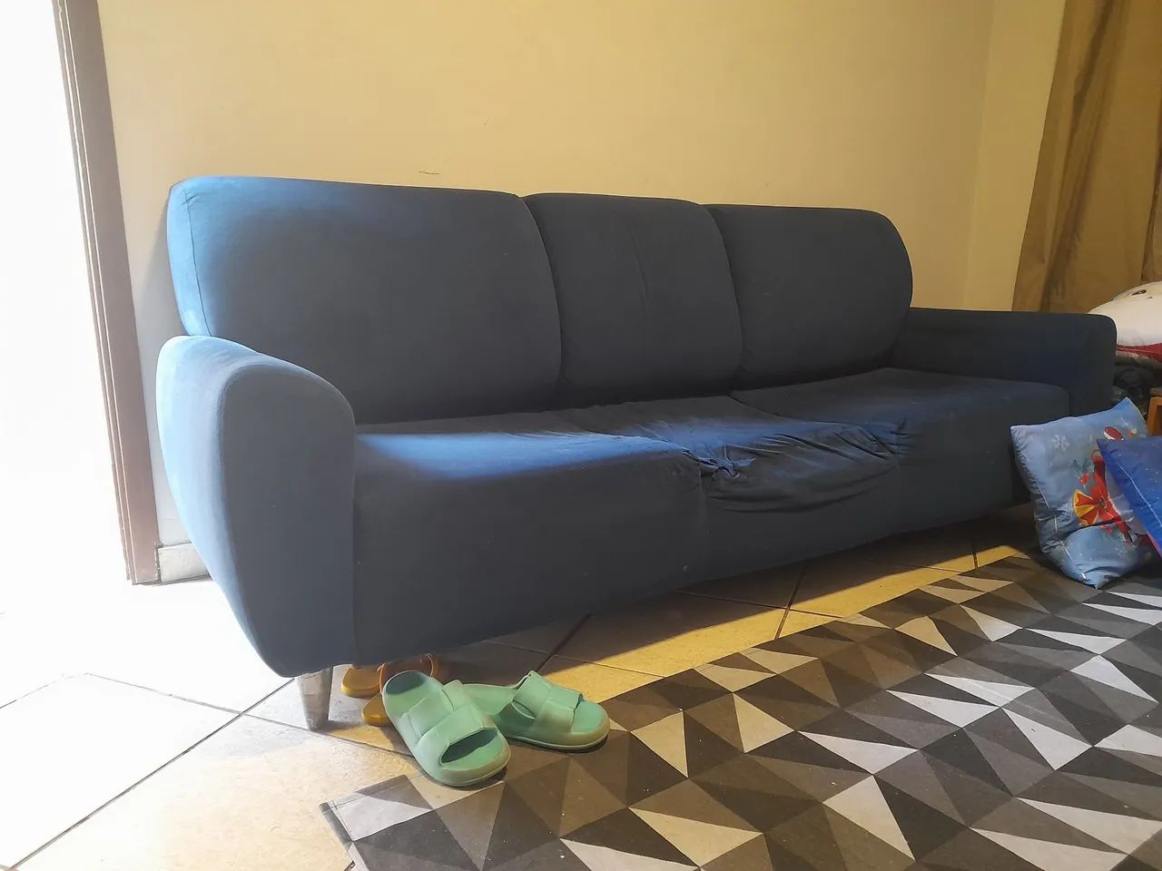 Sofá de 3 lugares azul