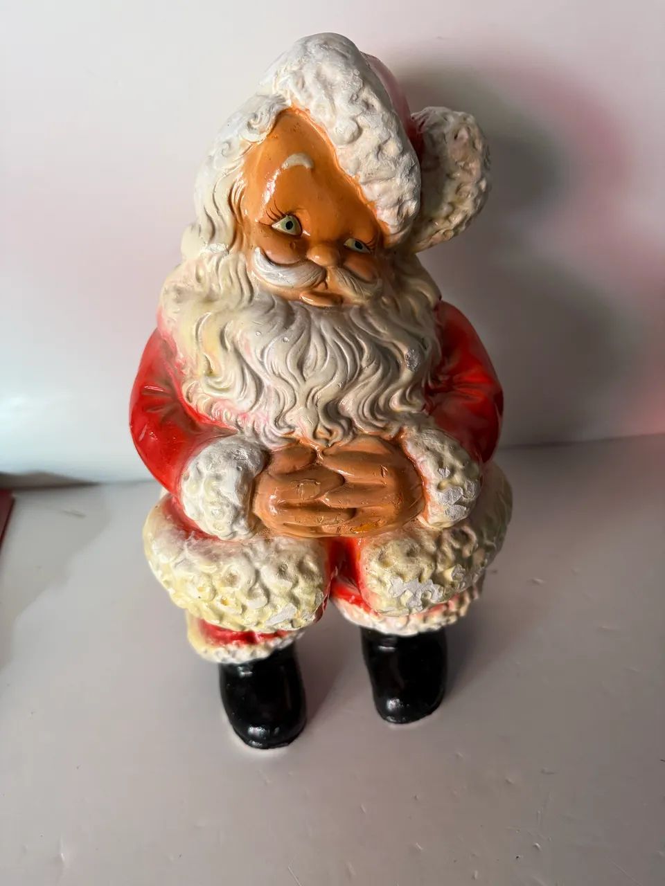 Antigo Boneco de Papai Noel - Década de 1960/70 - Gesso Pintado à Mão - Foto 2