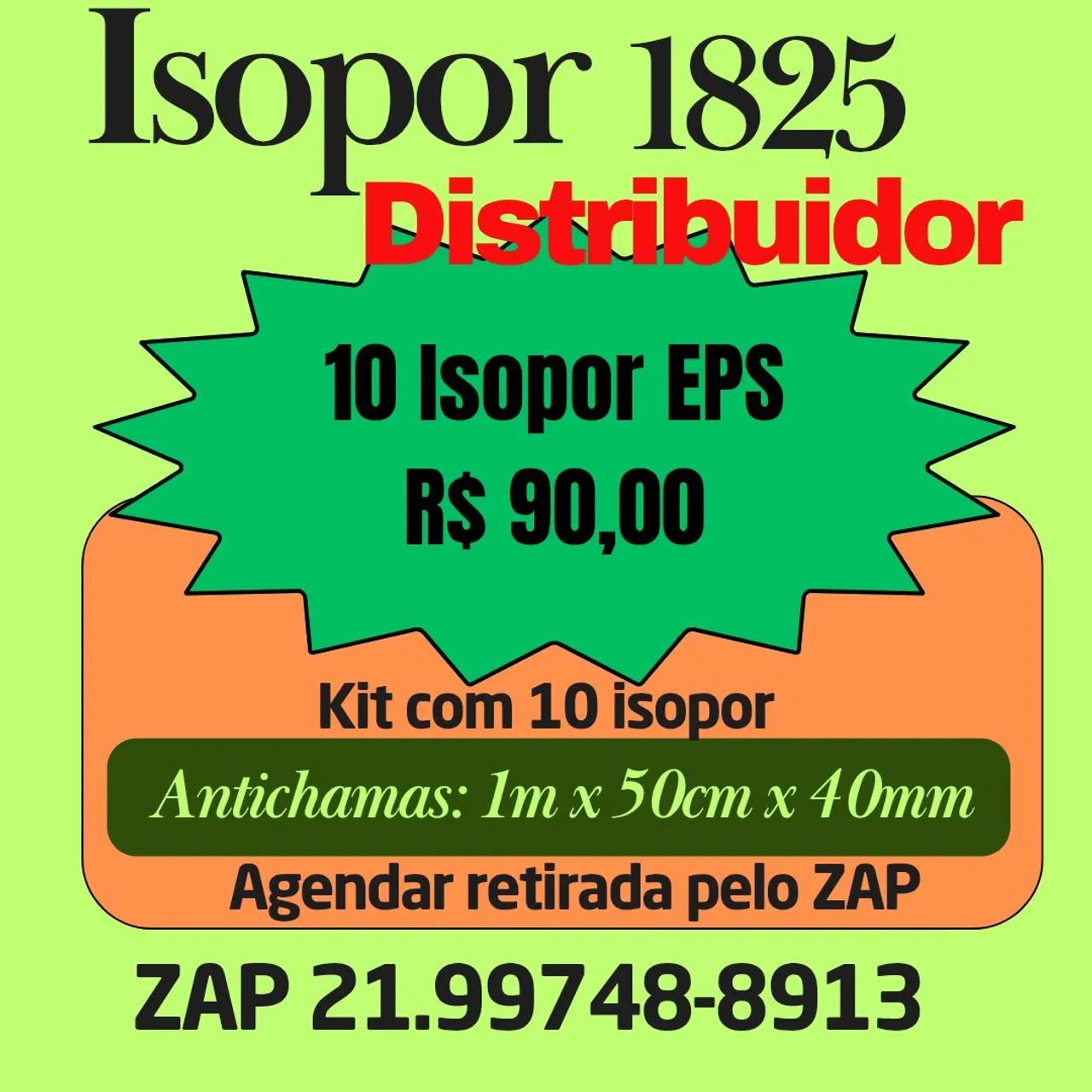 Isopor 10 Unidades EPS Antichamas 1m x 50cm x 40mm