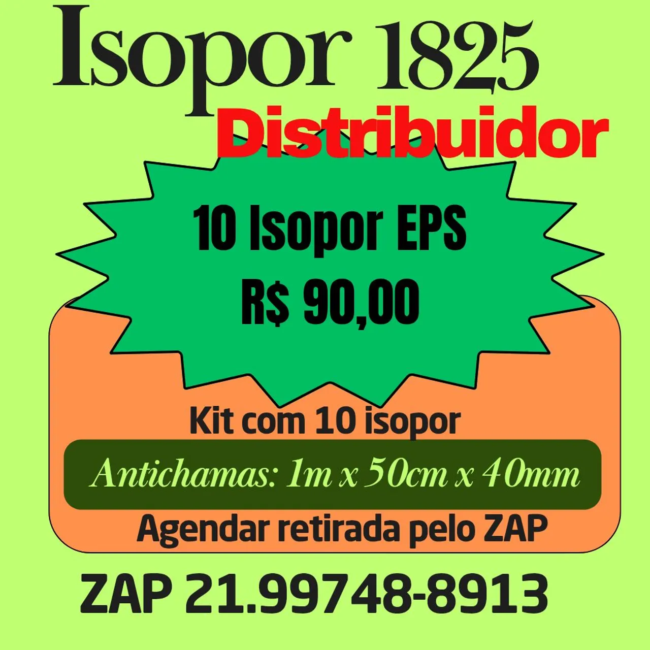Isopor 10 Unidades EPS Antichamas 1m x 50cm x 40mm