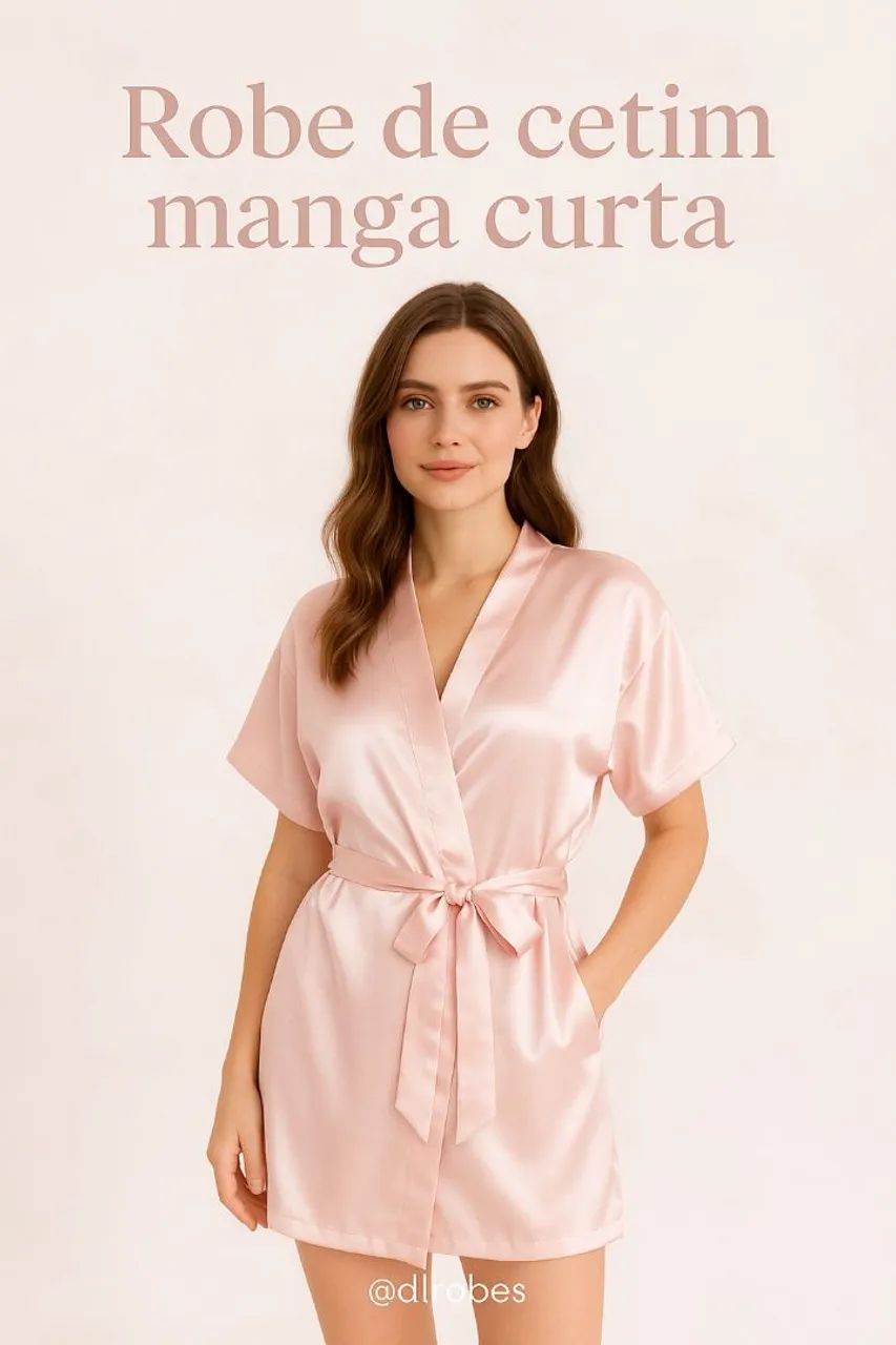 Robe de Cetim Manga Curta - Foto 2