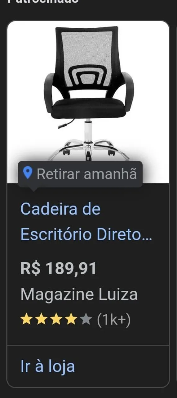 Vendo 2 cadeira de escritório nova na caixa nunca Nei foi montada