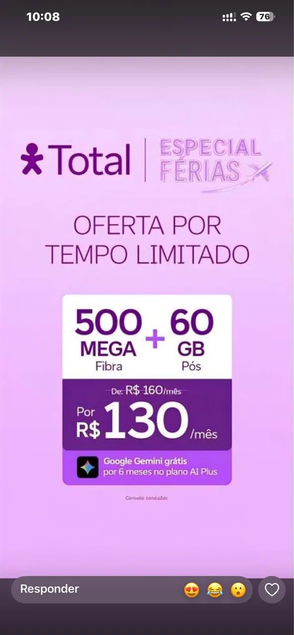 Combo fibra + móvel