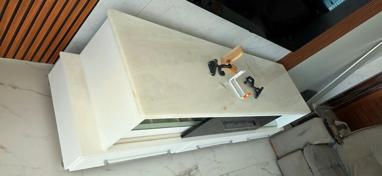 RACK DE TV COM MARMORE BRANCO - Foto 2