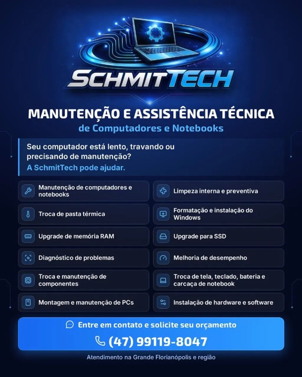 Manutenção de Computadores e Notebooks - Formatação, Limpeza, SSD