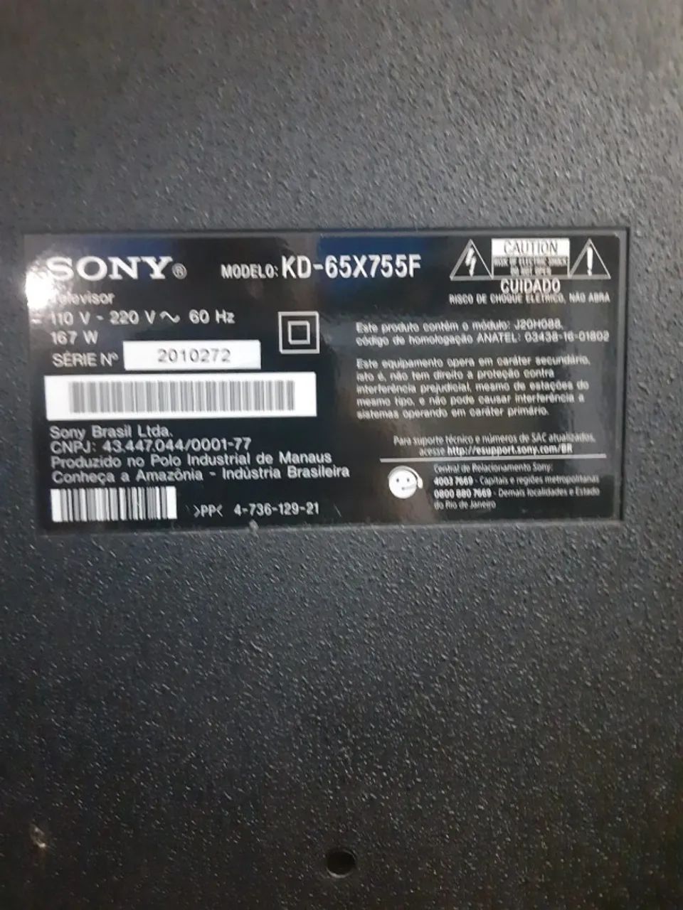 TV Sony Bravia de 65 polegadas com a TELA QUEBRADA - Foto 2