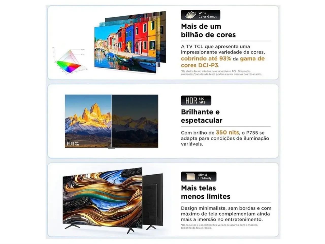 Smart TV 55? LED TCL 55P755 Wi-Fi Bluetooth - 3 HDMI 1 USB - Foto 4