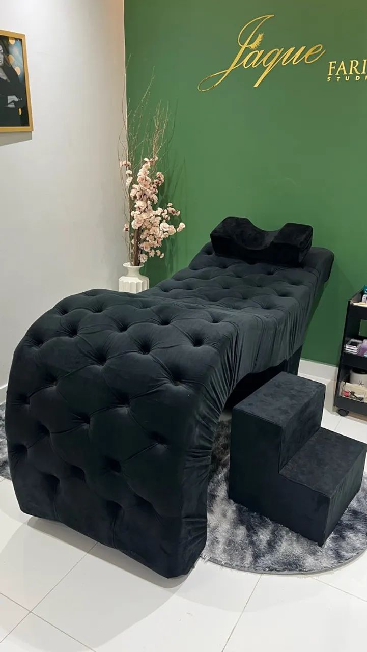 Maca de estética de luxo capitonê em veludo preto. - Foto 2
