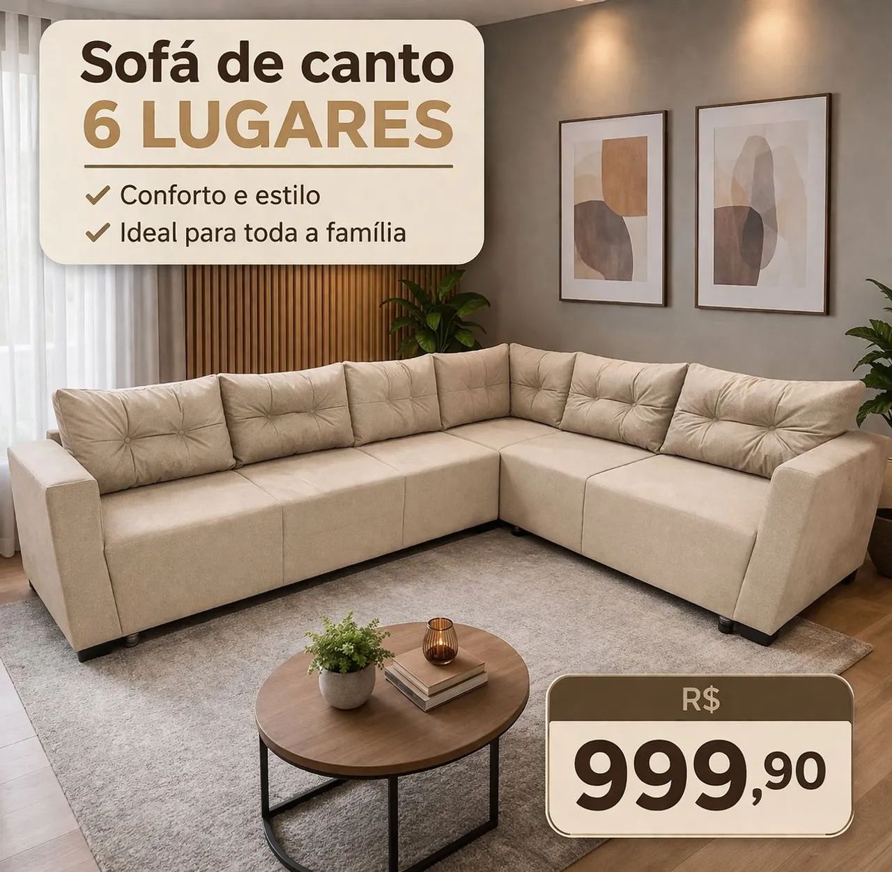 SOFÁ DE CANTO grande, novo e barato!! ( 6 lugares) - Foto 3