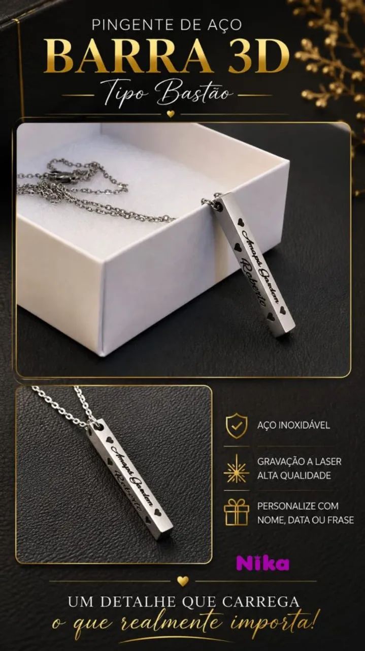 Personalizado em aço pulseira, colar e chaveiro  - Foto 5