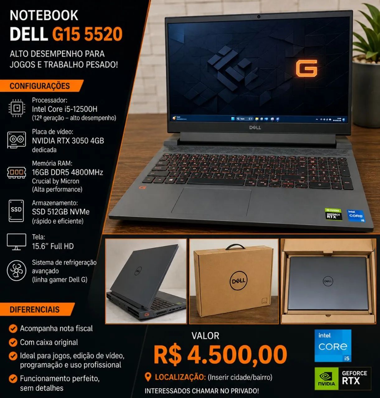 Notebook Dell G15 5520