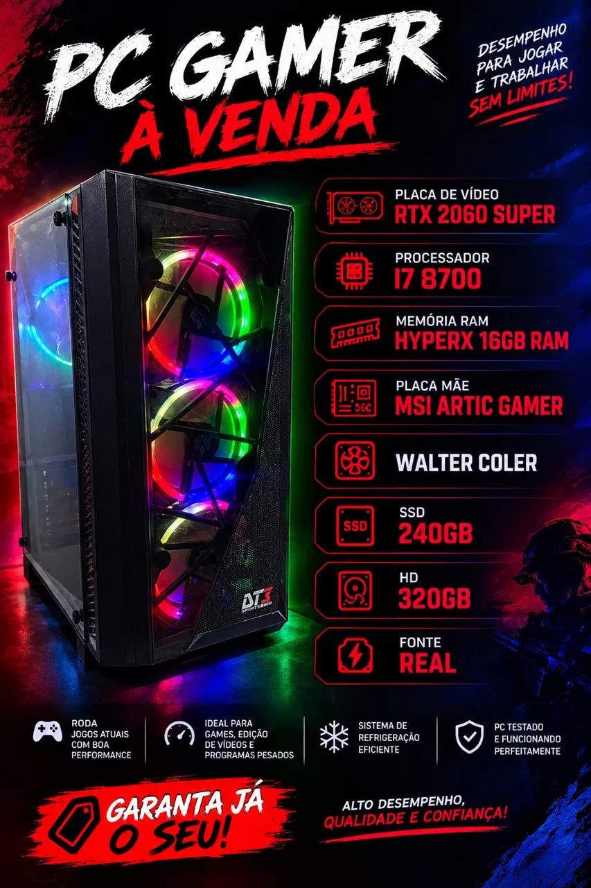 PC GAMER I7 8700 + RTX 2060 SUPER - Foto 3
