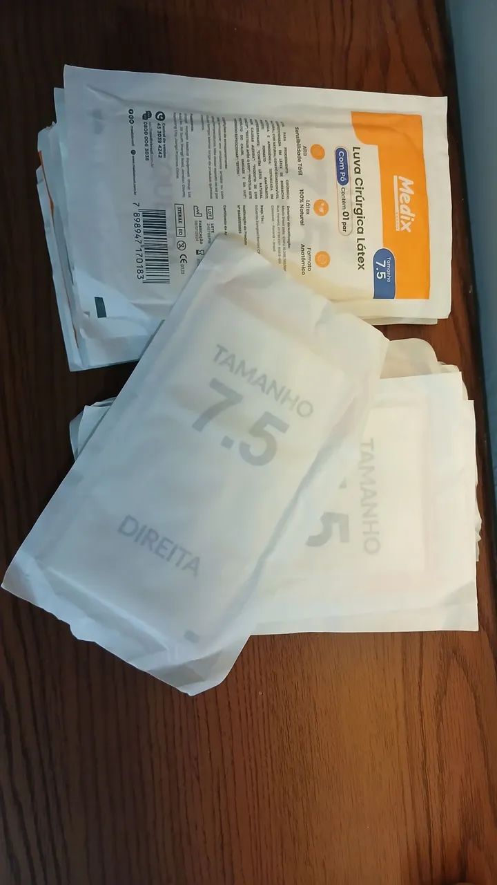Luvas cirúrgicas de látex tamanho 7,5