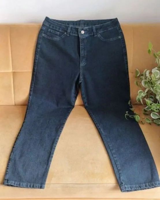 Calça Jeans Feminina Plus Size Cintura Alta Bordada - Foto 3