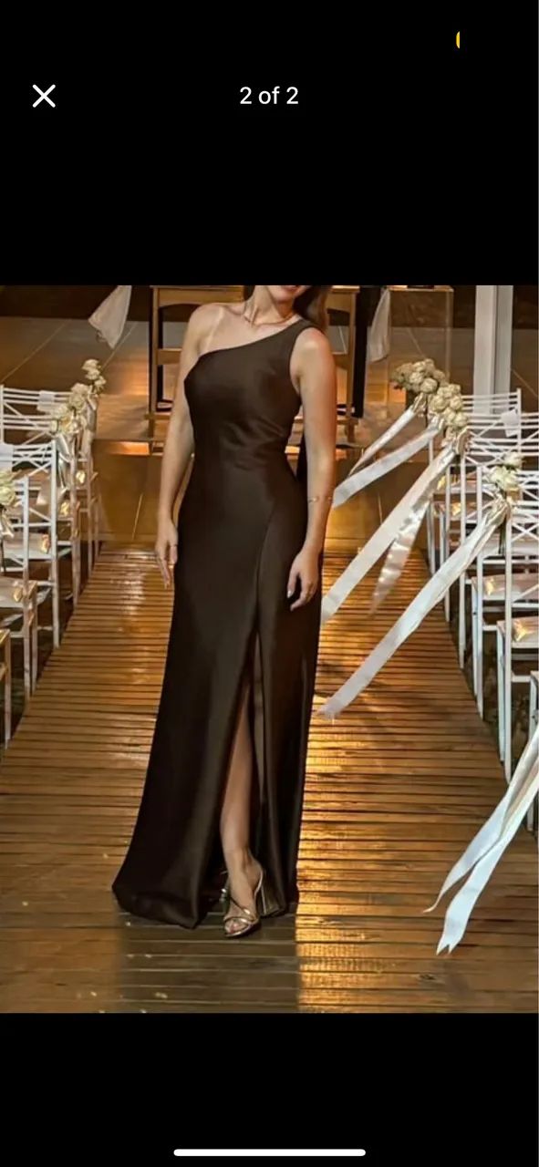 VESTIDO DE FESTA MARROM  - Foto 2