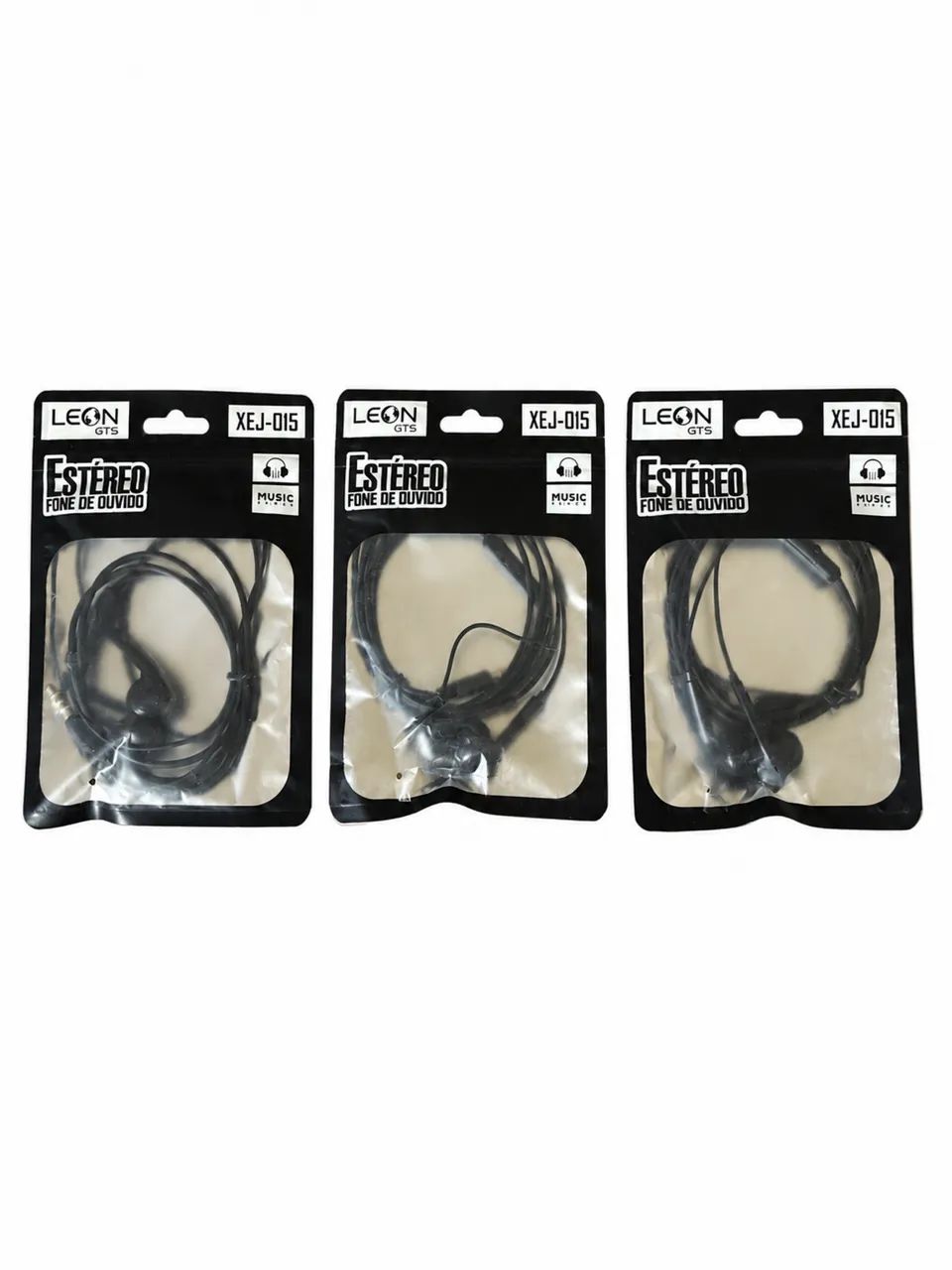Três fones de ouvido com fio para android - COR: preto