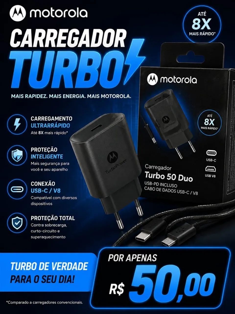 Carregadores Turbo e Fones para iPhone e Android | Novos - Foto 3