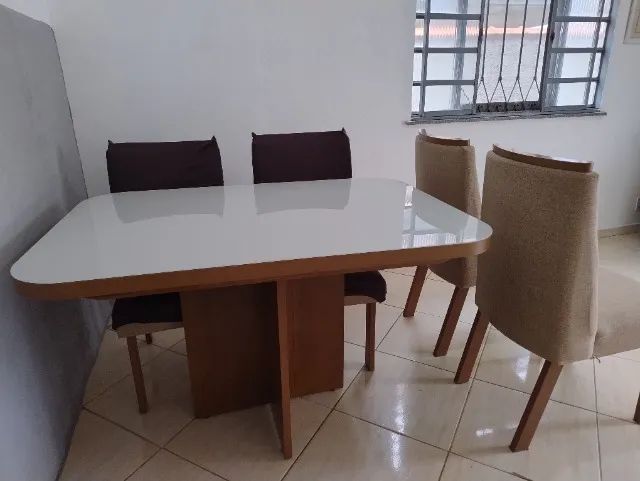 Mesa de jantar retangular com tampo de vidro - Foto 2