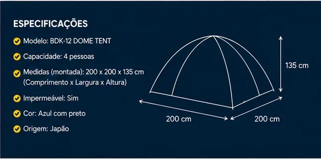 Barraca Camping 4 Pessoas Importada do Japão | Nova | Impermeável - Foto 3