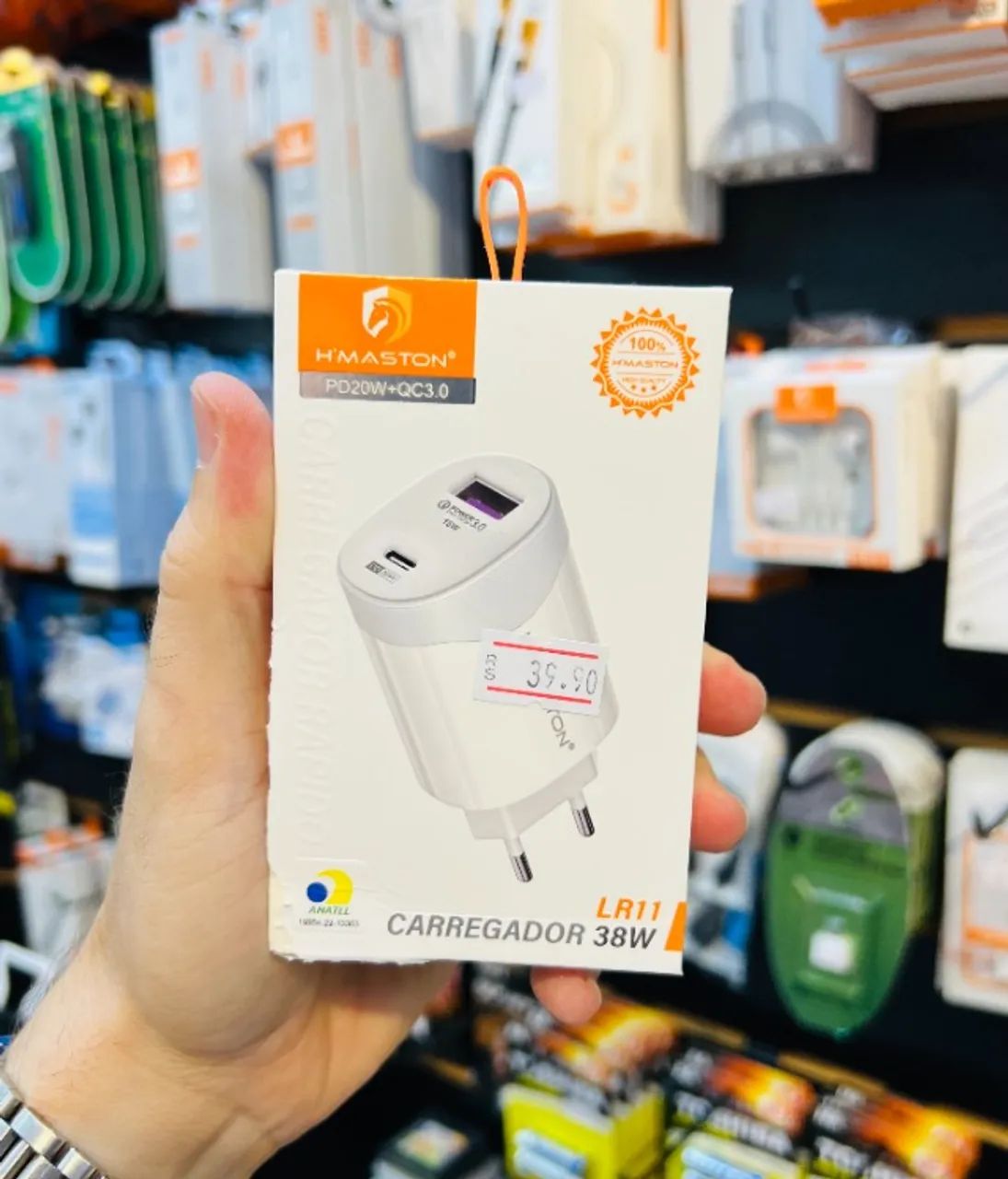 Carregador para celular duplo Usb + Tipo C