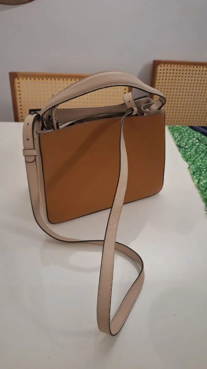 Bolsa de couro arezzo bege - Foto 2