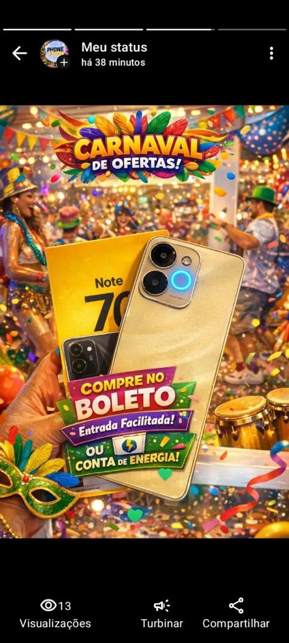 Celular no boleto 