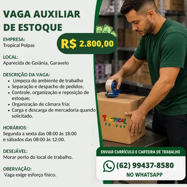 Auxiliar de estoque no Setor Garavelo