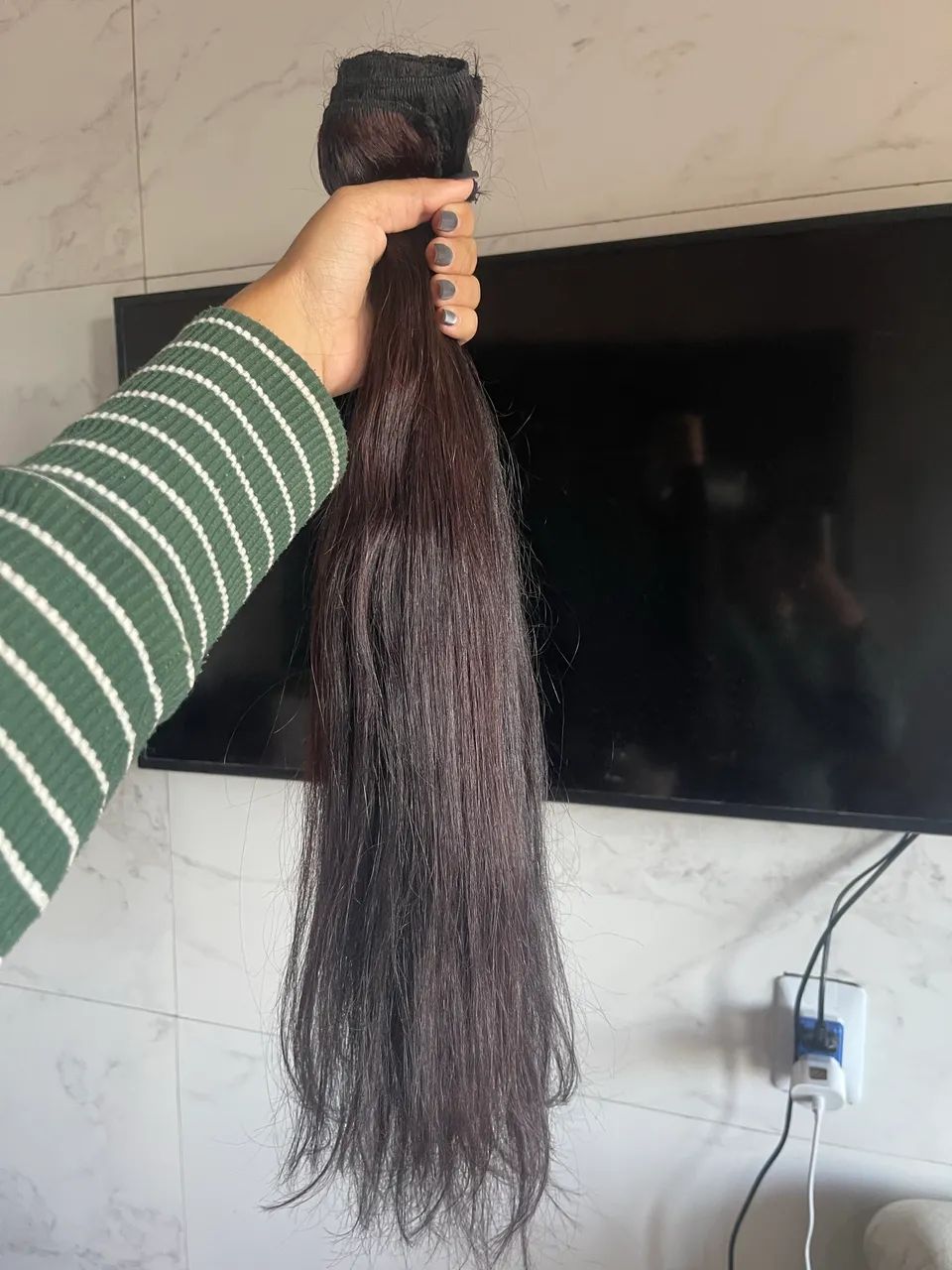 Cabelo humano tecido na tela - Foto 2