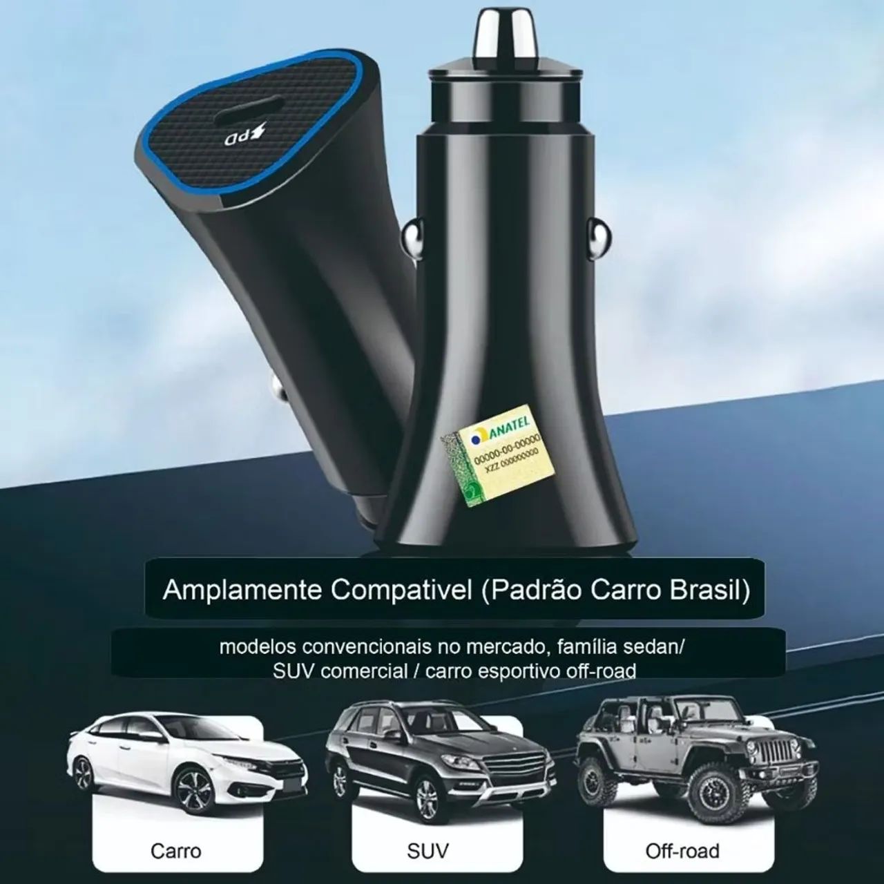 Carregador Veicular Turbo USB C 20W Lehmox Carregamento Rápido iPhone Android - Foto 5