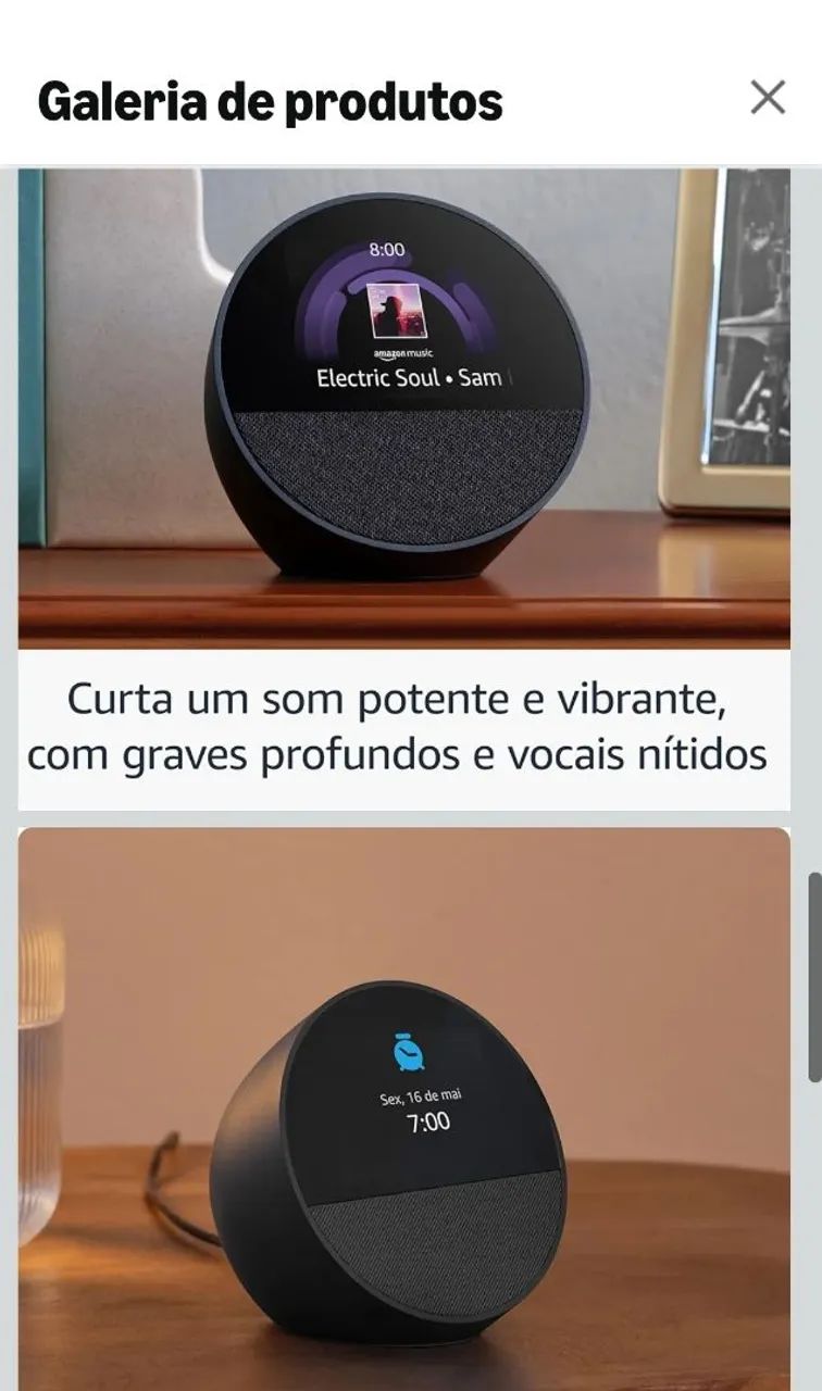 Echo Dot Spot Amazon Com Relógio Caixa<br>De Som Inteligente - Foto 2