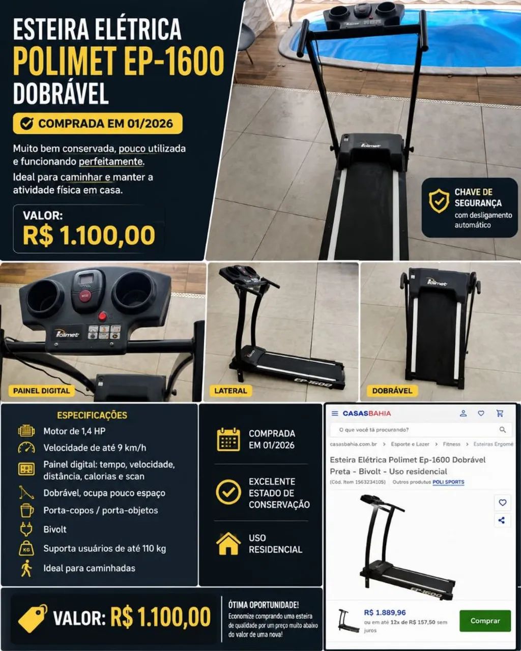 Esteira Polimet EP 1600 - Foto 3