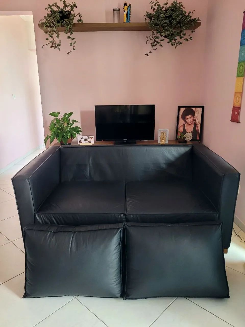 Sofá 2 lugares preto corano 1,40m - Foto 2