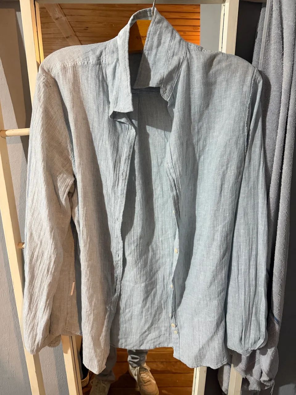 Camisa linho azul bebê - Foto 2