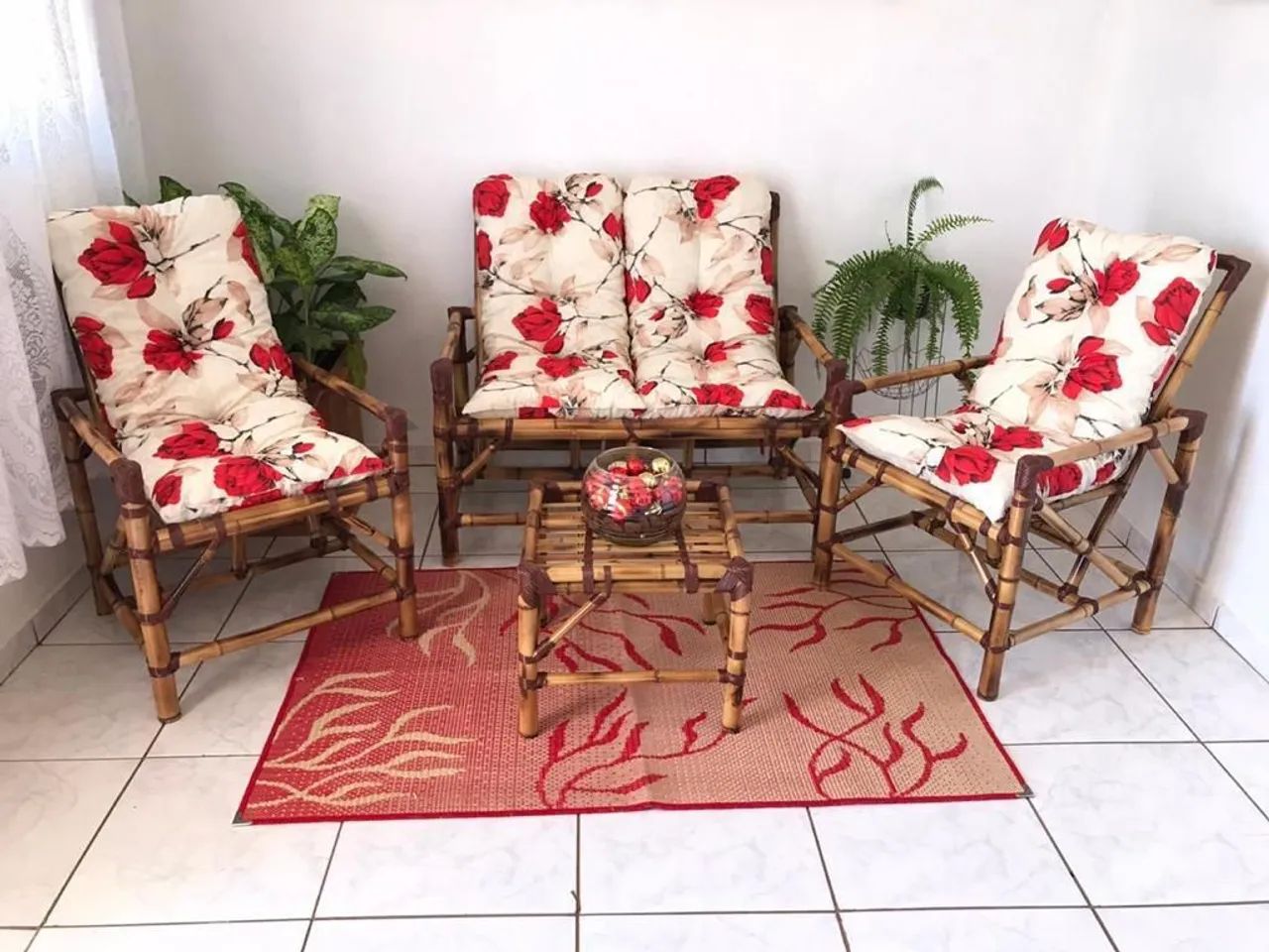 Sofás de bambu jogo completo cadeiras de bambu 1 linha  - Foto 2