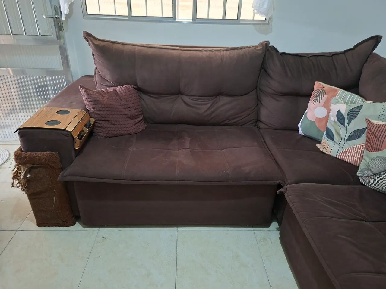 Sofa retrátil e reclinável usado 5,6 lugares65704308482561125