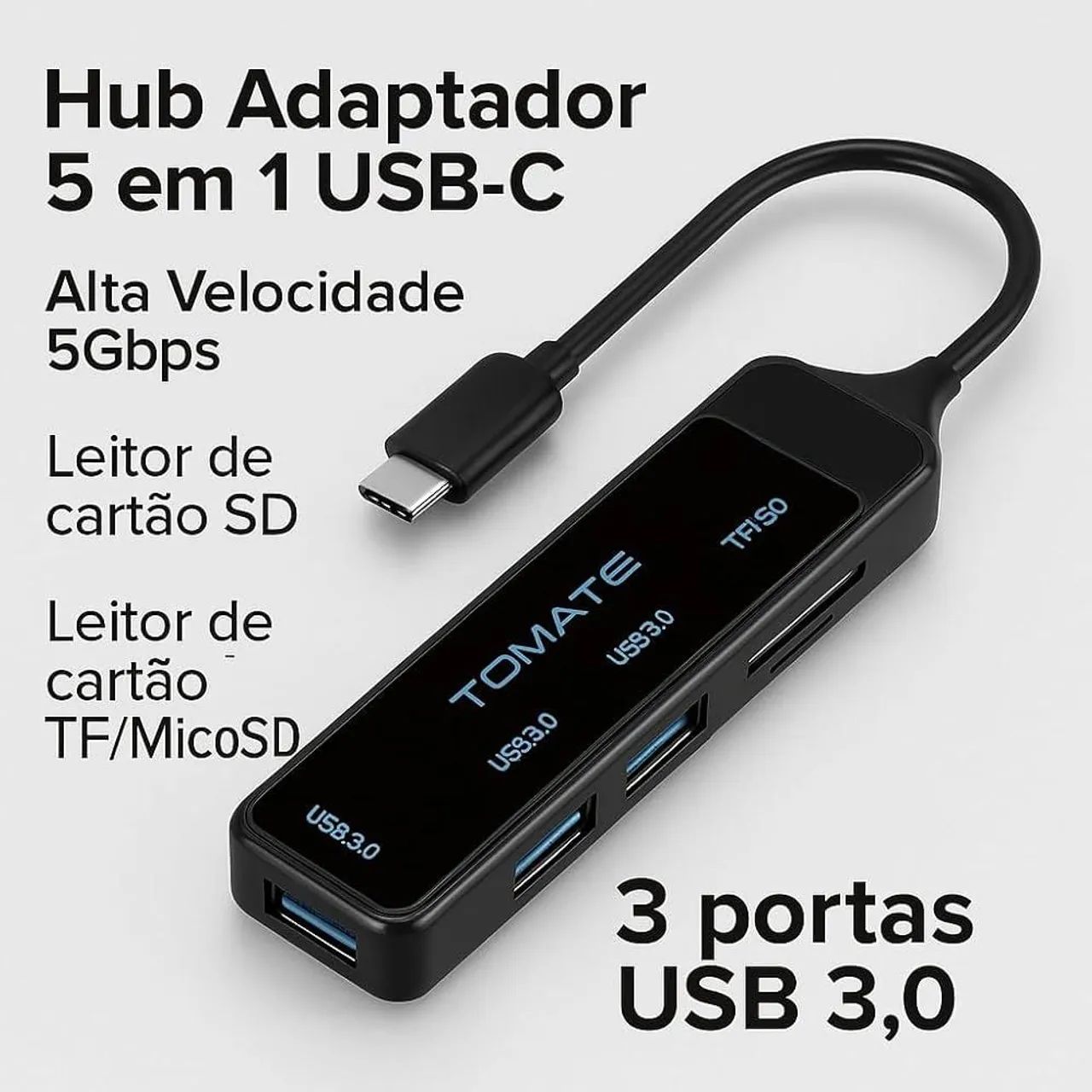 Hub USB C 4 Em 1 Tipo C Hub With 3 USB Ports - Foto 4